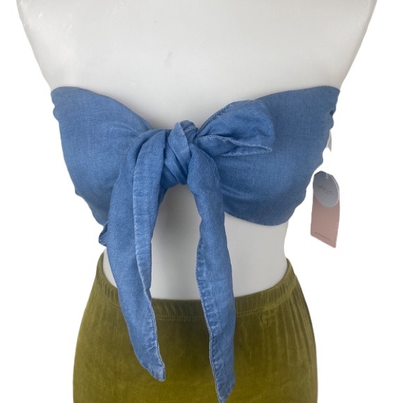 Blashe Tops - Blashe Denim Blue Tie Up Bamdeau Top Size Medium